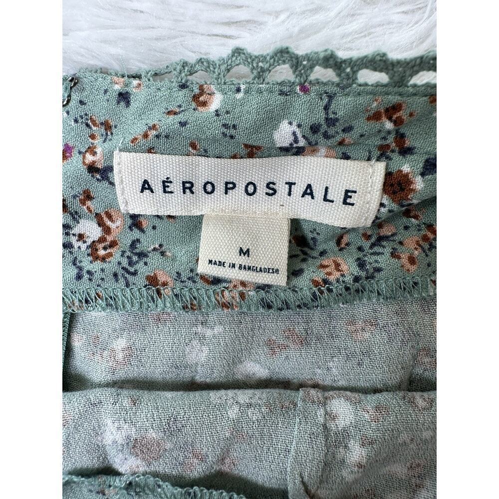 AEROPOSTALE Women’s Green/Blue Cotton Floral Zipper Closure Mini‎ Skirt Size Med - Picture 2 of 6